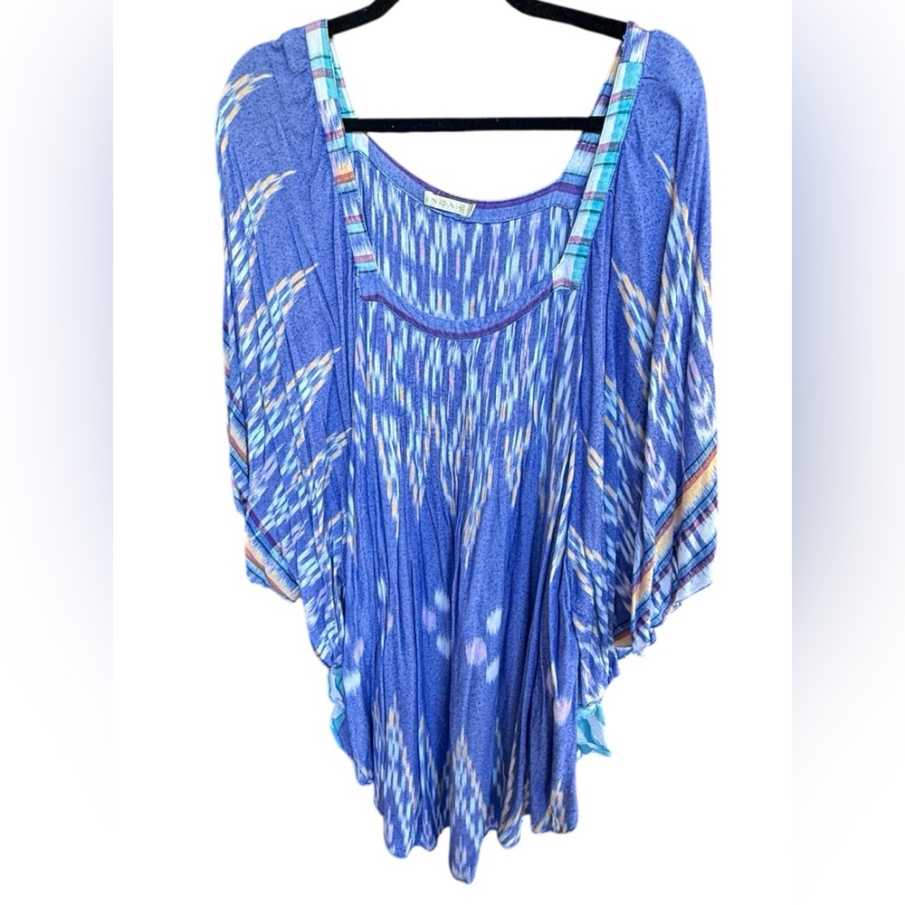 Indah light blue Ikat angel wing coverup/ mini dress size M/L